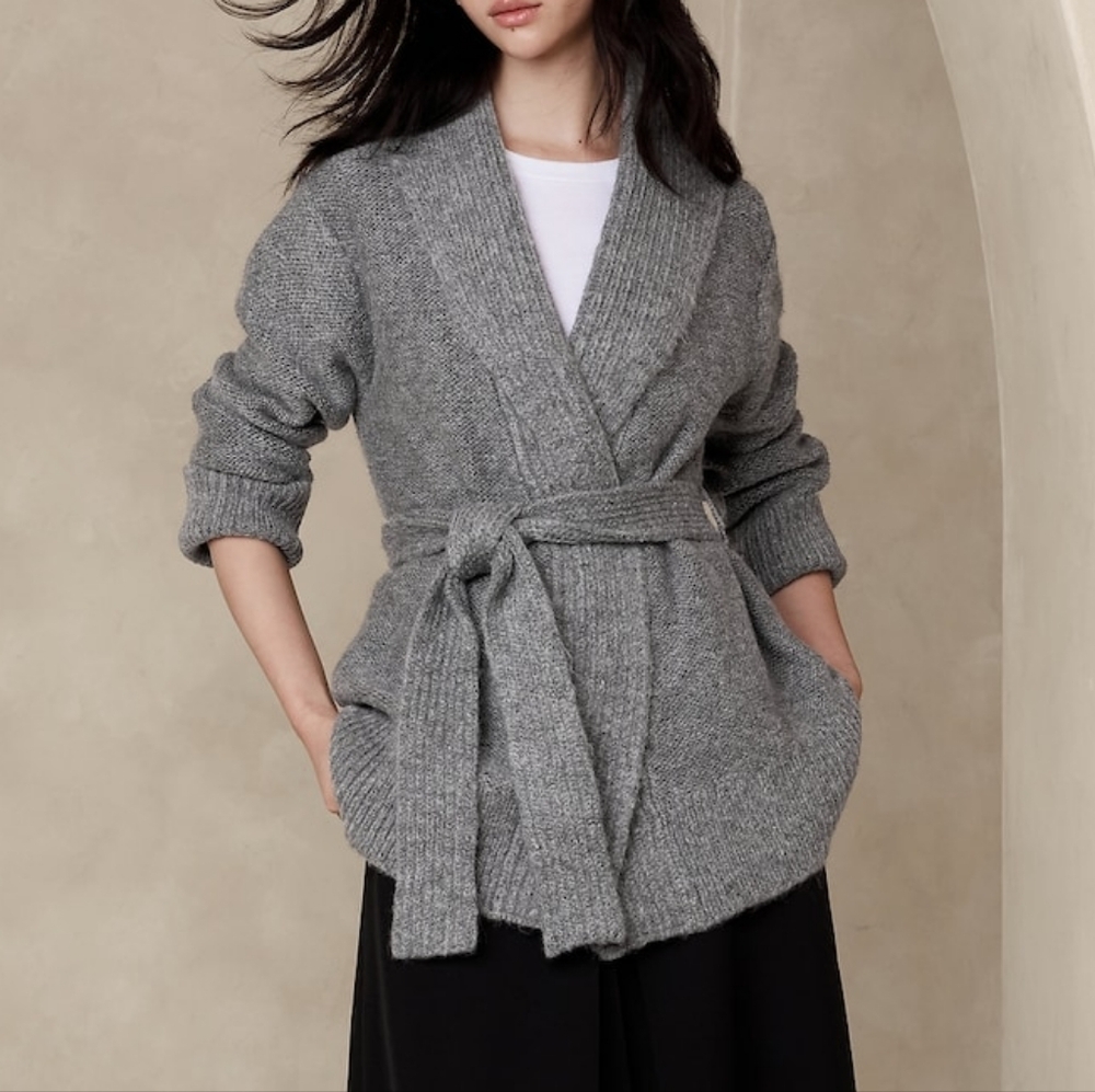 Gray Women's Belted Sweater